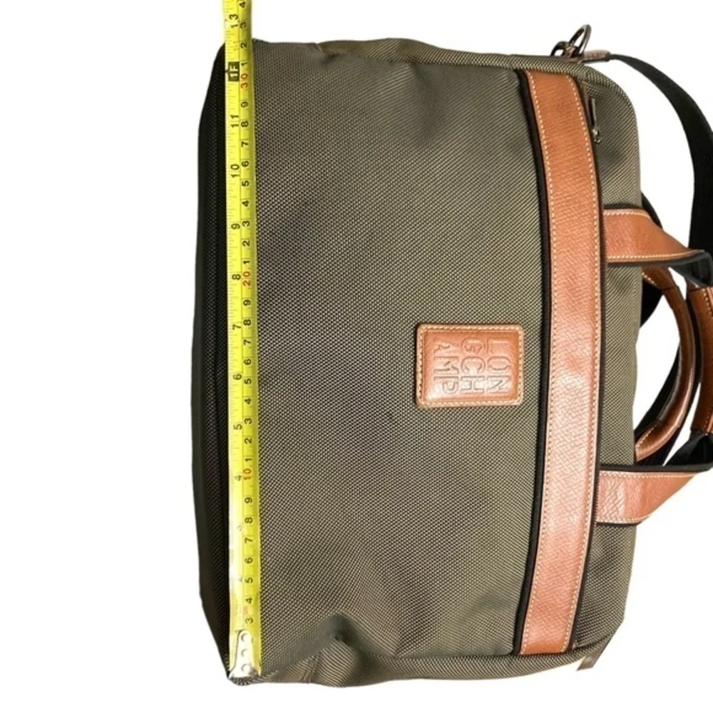Longchamp canvas and leather duffle travel bag unisex